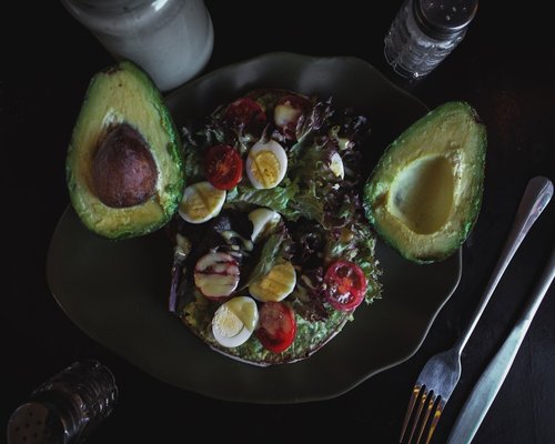 Fresh avocado and boiled egg salad